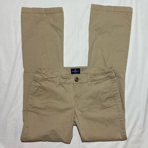 American Eagle Khaki Pants Tan Kick Boot Stretch.